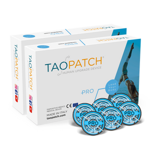 Two white Taopatch boxes, each with wellness patches inside